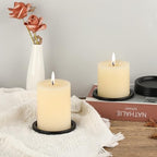 OwnMy 3PCS Iron Candle Holders for Pillar Candles, 3 Inch Metal Pillar Candle Plates and Trays, Small Round Tealight Holders Elegant Candle Stands Bases for Wedding Dining Table Centerpieces, Black - color: Black-3pcs