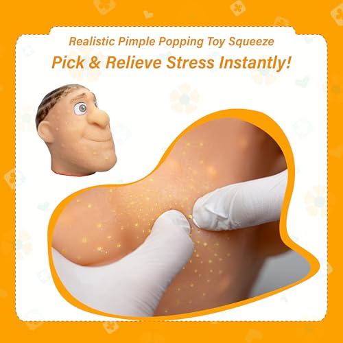 brenzo 2026 New Refillable Pimple Popping Toy – Big Head Squeeze Toy with Golden Hair for Stress & Anxiety Relief, Realistic Pus Burst Fidget Toy, Funny Gag Gift for Adults - style: B-yellow