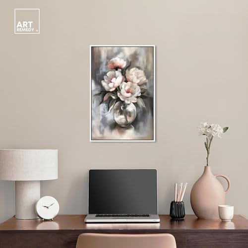 Art Remedy Glass Vase Flowers Canvas Luxury Floral Art, White Frame, 16" x 24" - color: White Frame, size: 25"L x 17"W