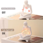 Reading Sculptures Tulip Lamp,Thinker Statue Figurine Battery Powered Night Light,Modern Abstract Home Decoration, Living Room Bookshelf Office Shelves Desk Decor,Aesthetic Gift