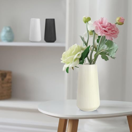 Beige Ceramic Vase, GUKJOB Cute Flower Vase for Pampas Grass, Home, Living Room, Dining Table, Farmhouse, Office Decor, Bedroom, Table, and Kitchen Shelf (XL Beige) - color: XL Beige