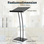 Acrylic Podium Lectern with Iron Stable Bottom, Pulpits for Churches with 10MM Thickened Acrylic Countertop, Multi Function Pulpit for Modern Classroom Music Concert Wedding Conference Event - color: Black