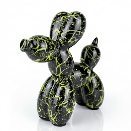 Creative Black Balloon Dog Statues Small Ceramic Animal Sculpture Modern Home Decor Living Room Desktop Decorations Bedroom Office Cabinet Ornament (Black-C) - color: Black-c