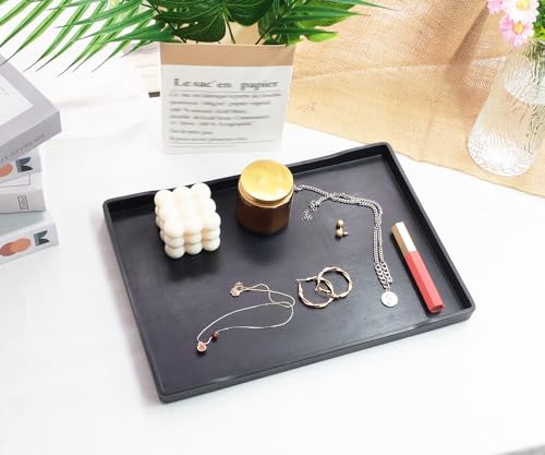 Black Serving Tray (13.5 x 9.6 inch) for Serving Accessory, Spa, Coffee, Drinks, Tea, Bar, Party, Seasoning, Perfume and Display Use. - color: Black-1 Tray, size: 13.5" x 9.6" x 0.9"