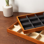 Oirlv 12 Grids Wood Jewelry Organizer Tray Stackable Jewelry Drawer Tray Bracelet/Watch Showcase Display Storage(Grey) - color: Grey 12 grid tray