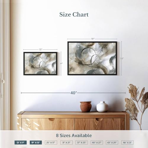 ElephantStock Allegro Wall Art - Horizontal Framed Canvas - 1-Piece Living Room Wall Decor - Painting Abstract Canvas Print - Gray and Brown Decor for Wall by Nan - 13" X 9" - color: Allegro Wall Art Canvas Floating Frame Single Piece, size: 12"L x 8"W