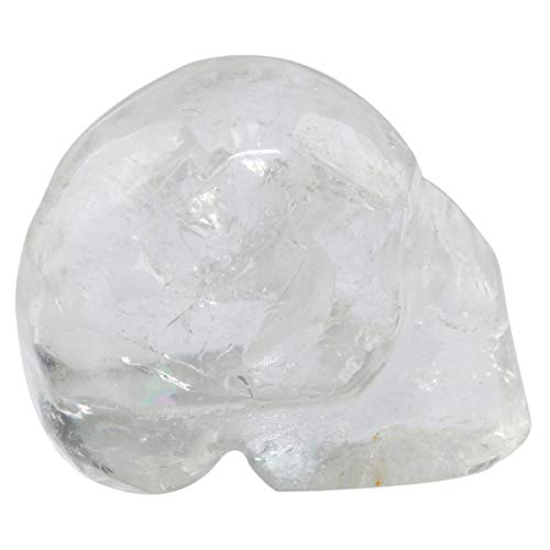 mookaitedecor 1 Inch Rock Quartz Crystal Skull Sculpture Set of 5, Hand Carved Gemstone Statue Figurine Collectible Healing Reiki - color: Clear
