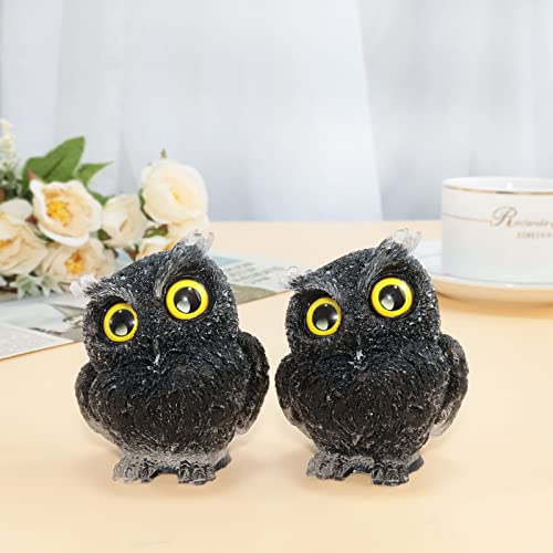 mookaitedecor Black Obsidian Owl Statue Sculpture Stone, Carved Animals Night Owl Figurine Crystal Ornament for Desktop Office Home Decor, 3 Inch - color: Black, size: 3 inch