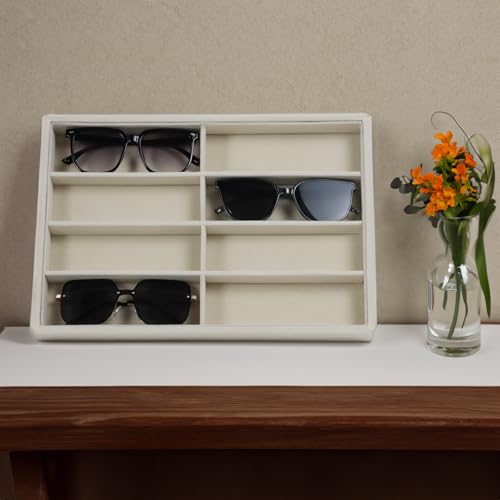 Large Velvet Sunglasses Storage Organizers Jewelry Organizer, Velvet Jewelry Organizer, Large Jewelry Drawer Organizer Tray, Eyeglass Organizer Earring Holder Ring Display (Sunglass Tray) - size: Sunglass Tray
