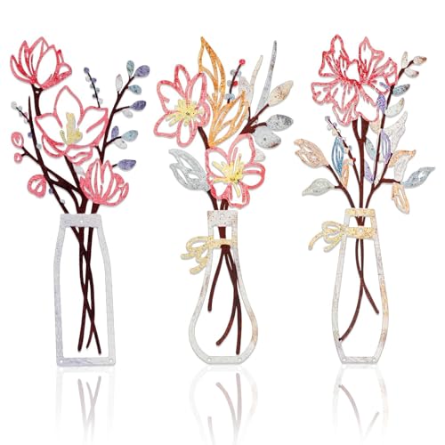 EEEKit 3 PCS Metal Flower Vase Wall Art, 5.9x13.7 Inch Minimalist Floral Wall Hanging Decor, Floral Wall Decor for Housewarming Gifts