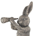 Deco 79 Polystone Rabbit Textured Sculpture with Telescope, 8" x 12" x 22", Gray - size: 8" x 12" x 22"