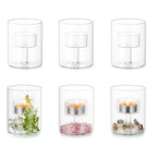 Glasseam Glass Tealight Candle Holder: Small Hurricane Cylinder Votive Holder Set of 6 Modern Table Centerpiece Wedding Christmas Party Decorations, 3.15