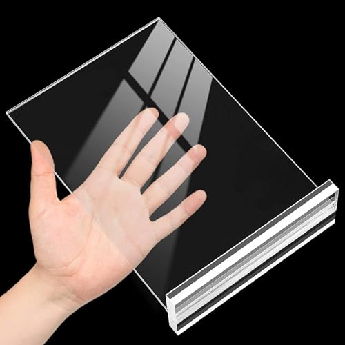 KOOLDE Acrylic Sign Holder 4x6 Inches 12 Pack T Shape Desktop Display Stand Vertical Double Sided Clear Table Menu Flyer Holder for Restaurants, Office, Shop, Wedding - color: 12 pack