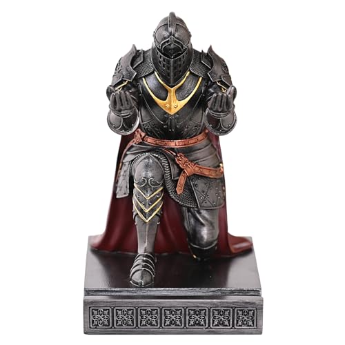 King's Guard Leader Cloak Warrior Knight Pen Holder Mobile Phone Stand, Ornament Knight Statue, Pen Stand Paperweight for Office and Home (Iron) - color: Iron