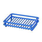 Creative Home Metal Wire Soap Dish Tray Rust-Resistant Iron Bathroom Soap Holder with Blue Powder Coating Bar Soap Rack for Shower Sink Kitchen Vanity - color: Blue