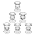 Glass Taper Candle Holder Set of 6 - Clear Crystal Candlestick Holders for Tapered Candles, Elegant Candle Stick Holder Set for Wedding Party Christmas Thanksgiving Festival (6, Transparent)