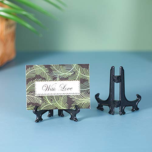 Artliving 3" Black Plastic Stand Cookie Holder Display Stand Place Card Holder Display Easels at Weddings, Birthday Party(24 Pack) - color: Black, size: 3inch(24piece)