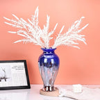Hand Blown Glass Vase 11.8" Tall Beautiful Dark Blue Sea Wide Mouth Bud Vase for Table Centerpiece, Painted Colorful Murano Glass Flower Vases for - Home Entrance Wedding Center - color: Blue
