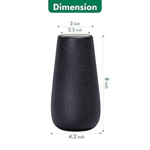 D'vine Dev 8 Inch Raven Grain Elegant Oval Ceramic Vase for Flowers, Home Décor Vase with Design Box, VS-LD-A-3 - color: Raven Grain, size: 8 Inch