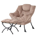 Tiita Lazy Chair with Ottoman, Khaki Modern Large Accent Chair, Comfy Leisure Sofa Armchair with Ottoman, Reading Chair with Footrest for Bedroom, Living Room, Dorm Rooms, Velvet Khaki - color: Khaki