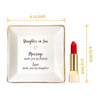 HOME SMILE Mother's Day Wedding Valentine Gifts for Daughter In Law From Mother In Law,Ceramic Ring Dish jewelry Tray,-Marriage Made You My Family,Love Made You My Daughter - style: Daughter In Law