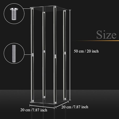 Geetery 4 Pieces Tall Acrylic Vase Wedding Centerpieces Clear Flower Stand Column Geometric Floral Vase Elegant Display Holder for Birthday Party Wedding Table Decorations (20 Inch) - size: 20 Inch
