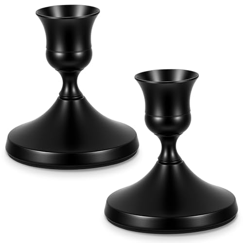 2 Pcs Black Candle Holders, Vintage Metal Taper Candle Holders Candles Stick Holder Decor for Home Wedding Party Anniversary Housewarming Gifts for Women Men(Black) - color: Black