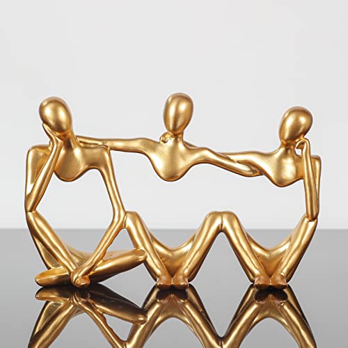 BMLCGJ Thinker Statue Gold Decor Abstract Art Sculpture, Golden Resin Collectible Figurines for Home Living Room Office Shelf Decoration,Great Gifts Ideas (Conjoined Body-Gold) - color: Conjoined Body-gold