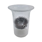 Glass Hurricane Pillar Candle Holder with Rustic Metal Insert, Perfect as a Centerpiece (Small Bubble Glass) - size: 11" Tall Bubble Glass