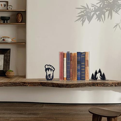 Bigfoot Decor Unique Bookends – Eye-Catching Sasquatch Gifts for Bigfoot Enthusiasts - Decorative Bookends for Shelves – Fun Bookends for Kids – Versatile Black Book Stopper to Hold Books