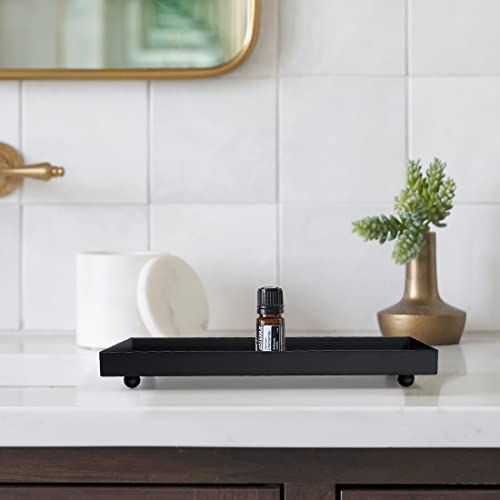 Rectangle Black Matte Metal Tray, Suit for Candle Holder, Vanity Decor Projects, Bathroom Toilet Tank Tray, Perfume or Jewelry Storage, and Coffee Table Centerpiece - size: 15.7" x 5.9" x 1.9"