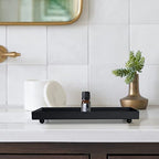 Rectangle Black Matte Metal Tray, Suit for Candle Holder, Vanity Decor Projects, Bathroom Toilet Tank Tray, Perfume or Jewelry Storage, and Coffee Table Centerpiece - size: 15.7" x 5.9" x 1.9"