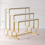 Heavy Duty Display Riser Stand, Tiered Shoes Bags Dolls, Display Table, Imitation marble Grain Planks Display Shelf(3 Tier)