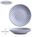 Chic Round Soap Dish, Modern Minimalist Striped Design Ceramic Tray(Purple) - color: Purple