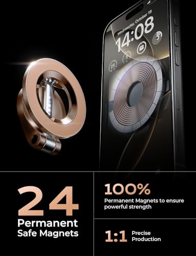 LISEN for iPhone MagSafe Car Mount, [Girls Recommend] Ultra Magnetic Phone Holder for Car Universal 360 Dashboard Phone Holde Magsafe Accessories for iPhone17 Pro Max Air 16 15 14 13 12 Rose Gold - color: Rose Gold, size: Driver Setup