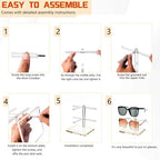 2-Tier Acrylic Sunglasses Display Stand, Clear Glasses Stand for 2 Pairs, Luxury Gold Trimmed Eyeglasses Holder for Oversized Frames & Reading Glasses, Compact Nightstand Desktop & Retail Counter - size: 1PC(2-TIER)