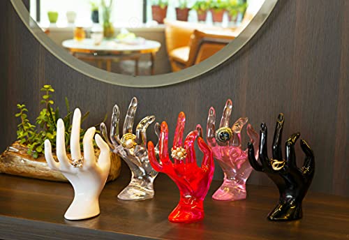 HOMEGOAL Hand Jewelry Holder, Bracelet Ring Watch Jewelry Display Holder Stand, Mannequin Hand, Polyresin, 7 Inch (Transparent) - color: Transparent