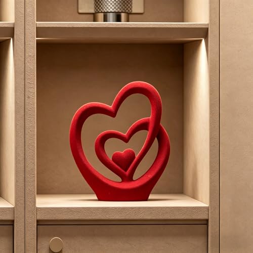 AWNR Red Heart Hands Sculpture,Small Shelf Decor,Tv Stand Decor Items for Living Room,Apartment,Office - color: Red