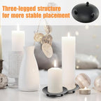 2-Pack Black Iron Candle Holders & Plates – 4.3" Elegant Stand for Taper, LED, Wax Candles, Incense, Weddings, Dining & Decor