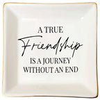 Friendship Gift Jewelry Dish Tray Ceramic Trinket Dish Friend Birthday Gifts For Women Best Friend Birthday Gifts For Women Friends Female A True Friendship Is A Journey Without An End - style: Friendship