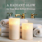 VENTA Frosted Glass LED Candles, Set of 3 | Warm Amber Flickering Pillar Candles with Remote | Creates Cozy, Relaxing Hygge Ambiance for Bedroom & Living Room - color: Foggy