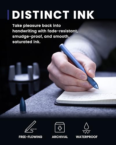novium Hoverpen - Luxury Pen for Men & Women, Vertically Standing Executive Ballpoint Pen with Top Grade Free-Flowing Ink Refill, Metal Made, Unique Gifts, Luxury Pen for Men, Mens Gifts Ideas - color: Midnight Blue
