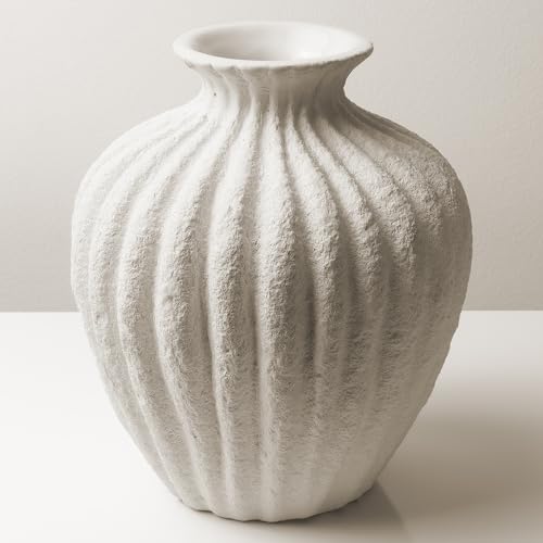 Ceramic Vase Rustic White for Farmhouse, Small Table Decorative Vase for Home Decor, Nordic for Ofice Hotel Living Room, Shelf, Tabletop Décor - size: Small