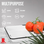 Red Co. 11 x 9 Enamelware Metal Classic 2 Quart Rectangular Serving Tray, Distressed White/Black Rim - color: Distressed White/Black Rim