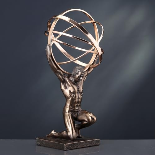 Veronese Design 9 Inch Atlas Carrying Celestial Sphere Statue Cold Cast Resin Antique Bronze Finish
