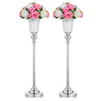 NUPTIO Flower Vase Centerpiece Wedding: 2 Pcs 26.7" Tall Silver Stand Metal Trumpet Vases for Wedding Party Table Decoartions - color: Silver, size: 2 x M