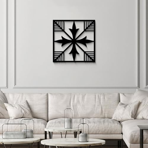 GlintHome Black Metal Wall Art - Minimalist 3D Textured Abstract Sculptures Wall Art for Living Room Garden Bedroom Office Bathroom Home Decor - color: Black-001, size: Small