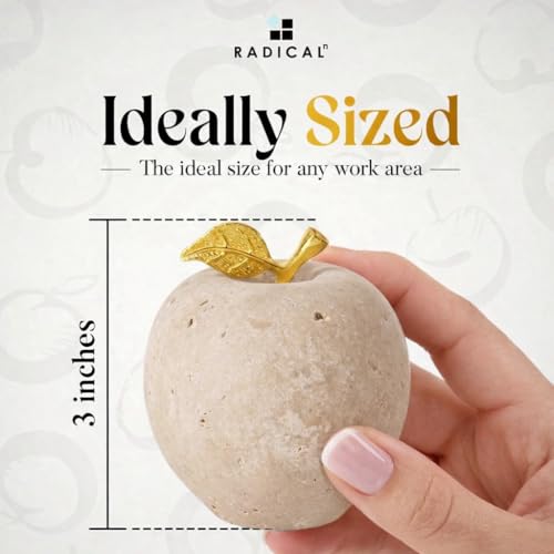 Radicaln Decoration Piece Travertine 3" Inch Handmade Apple Paperweight Home Decor – Best for Office Table Decoration & Study Room Decor Paperweight - color: Travertine