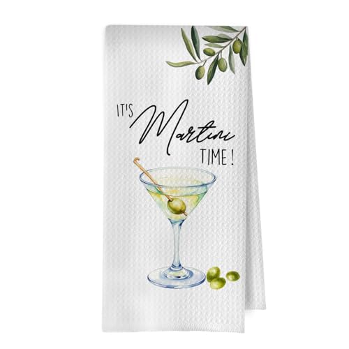Dirty Martini Kitchen Towels - Martini Gifts Decorative Waffle Dish Towels, Cocktail Gift Hand Towel, Hostess Gift Tea Towel, 16 x 24 Inches - color: Martini-05