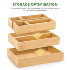 Bamboo Drawer Organizer Set, 14 PCS Multi-Use Individual Wood Storage Organizers, Junk Drawer Divider and Storage Trays Containers for Kitchen, Bathroom, Office Desk, Makeup, Jewelry, Utensils - size: 14